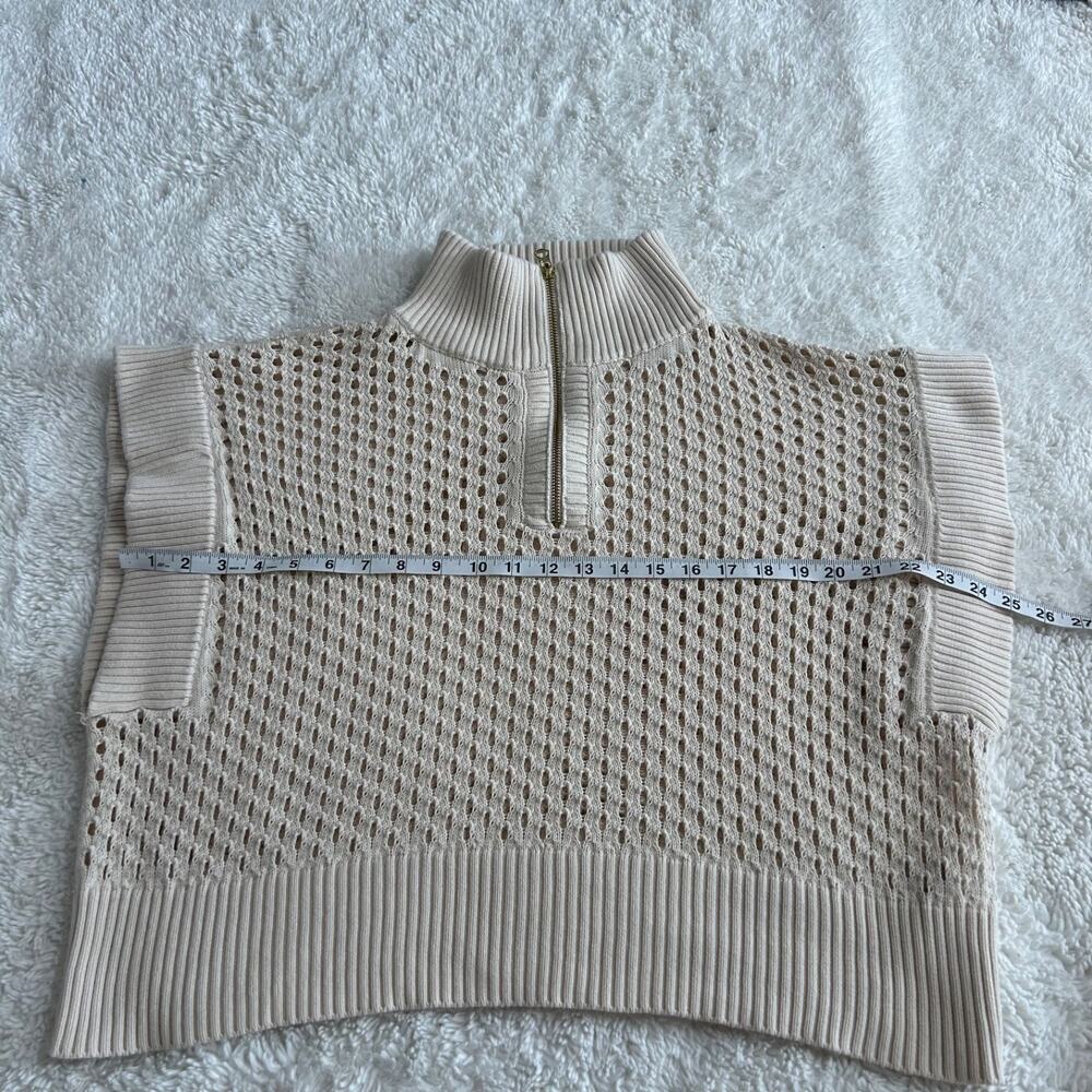 Varley Womens Half Zip Knit Cream Sz L Cotton Preppy Old Money Rich Country Club - Picture 3 of 7
